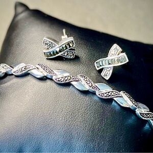 Art Deco Silver & Marcasite Jewelry Set